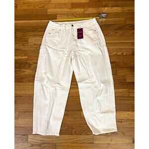 NWT loveings Women’s White Mid Rise Barrel Leg Denim Jeans 2XL Cotton/Spandex